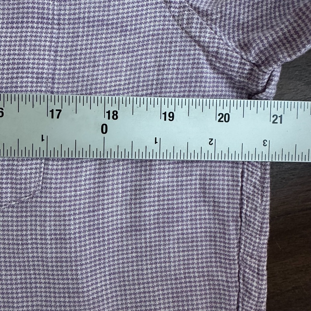 J.Crew Shirt Mens Medium Purple Houndstooth Linen Blend Short Sleeve Button Down - Picture 9 of 12
